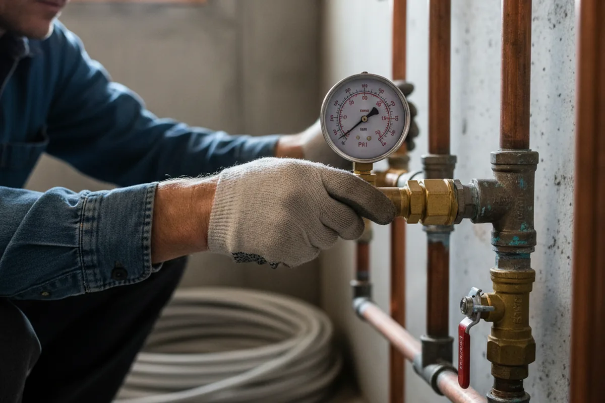 Pressure testing a repaired line during Water Line Repair in Edmeston